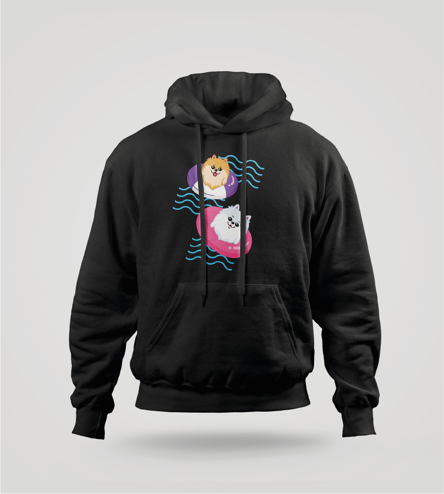 BLUZA Z NADRUKIEM POMERANIANY W BASENIE